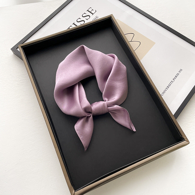 53cm Pure Color Silk Scarf – Elegant Lightweight Accessory