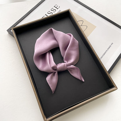 53cm Pure Color Silk Scarf – Elegant Lightweight Accessory
