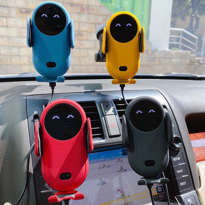 10W Wireless Car Charger with Infrared Auto-Clamp & Magnetic Phone Holder