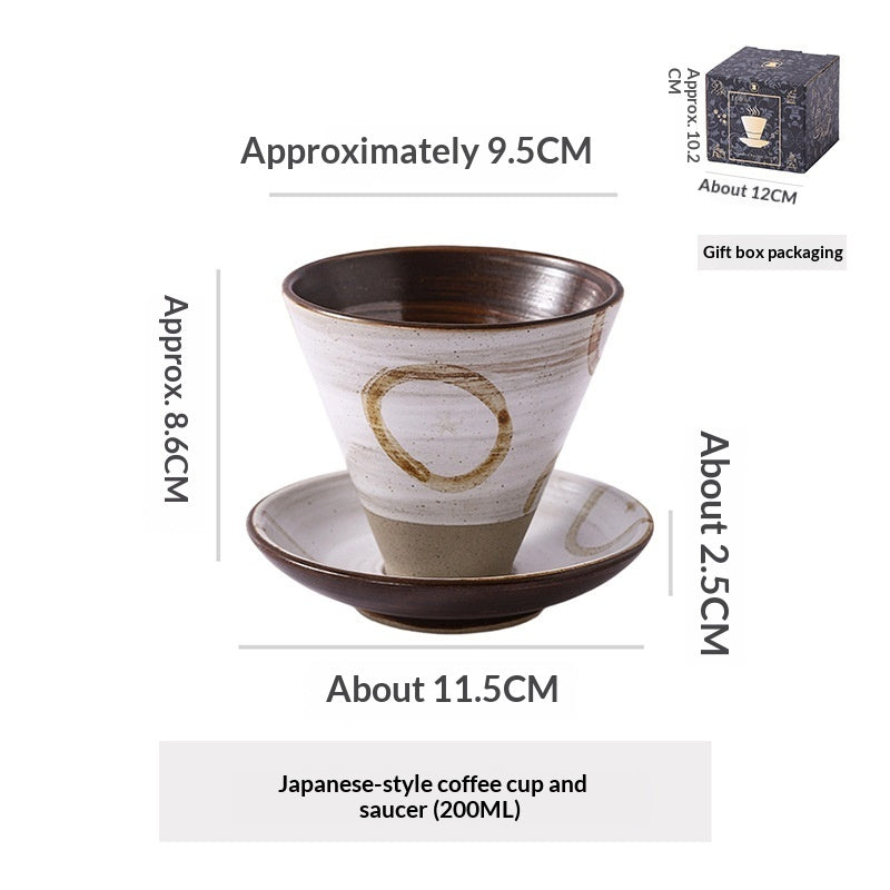 Japanese Ceramic Coffee Cup & Saucer – Unique Niche Mug Set, Perfect Gift