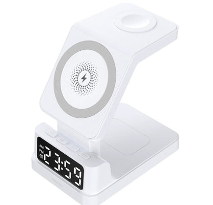 Magnetic 3-in-1 15W Wireless Charging Station with LED Clock – Modern Bedside Stand