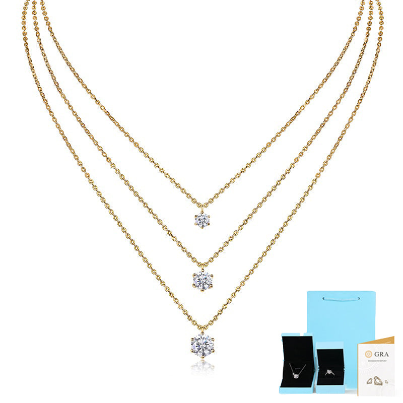 2-Carat Moissanite Silver Pendant Necklace – S925 Gold Electroplated, Minimalist Luxury