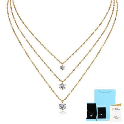 2-Carat Moissanite Silver Pendant Necklace – S925 Gold Electroplated, Minimalist Luxury