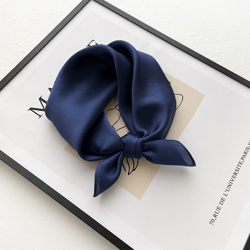 53cm Pure Color Silk Scarf – Elegant Lightweight Accessory