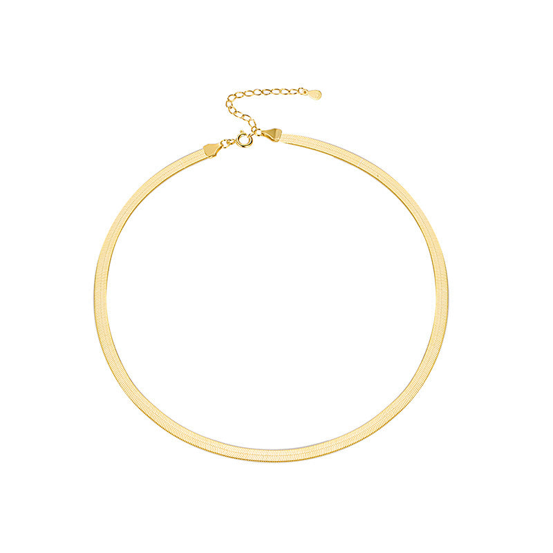 Sterling Silver Serpentine Necklace – French Blade Clavicle Chain