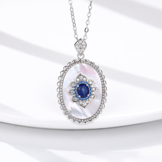 Elegant Sapphire & Diamond Pendant Necklace – 925 Sterling Silver, Party & Wedding Jewelry for Women