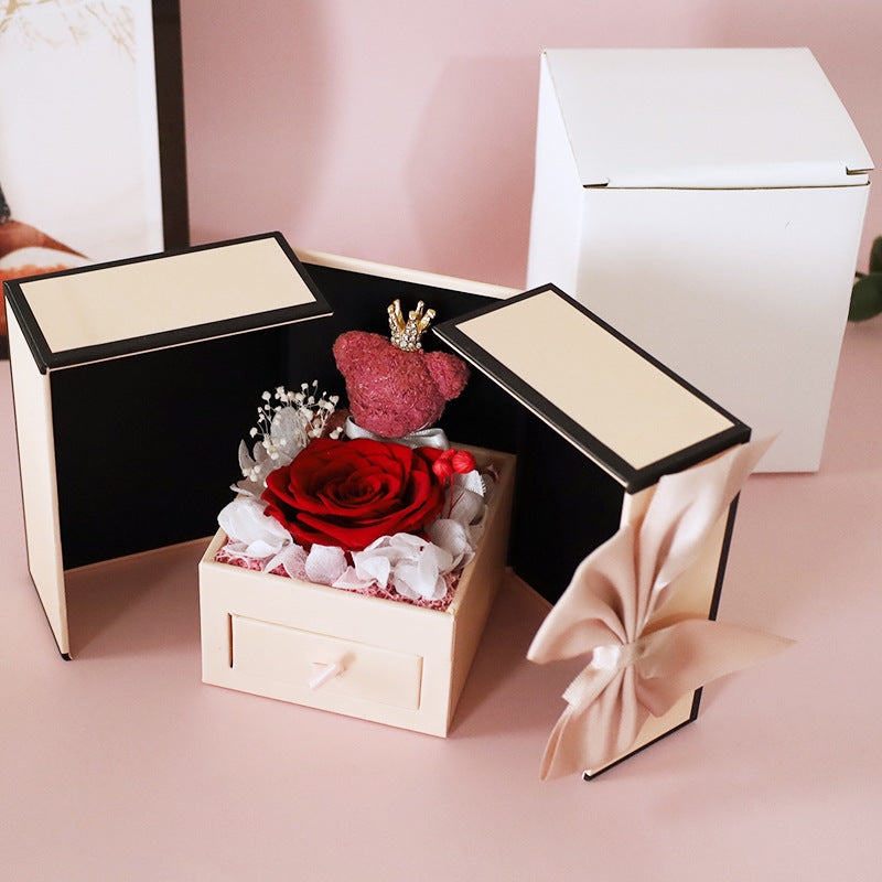 Eternal Rose Bear Jewelry Gift Box – Double Door Luxury Keepsake for Mother’s Day