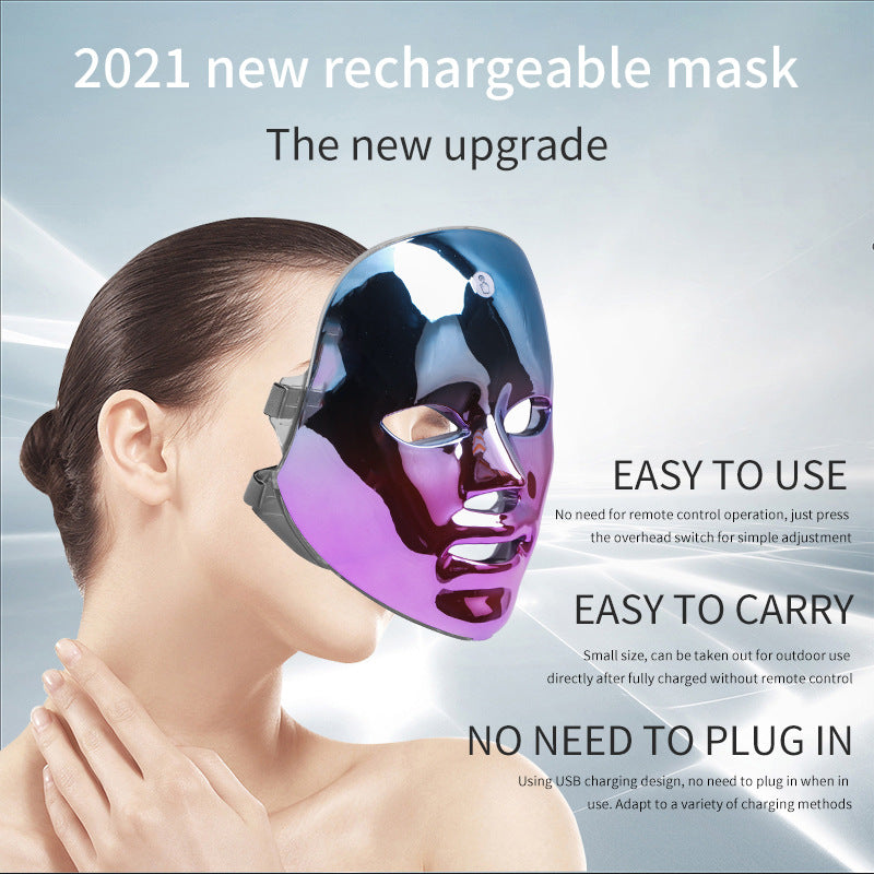 LED Rechargeable Face Mask – Acne & Freckles Treatment with Multi-Color Light Therapy