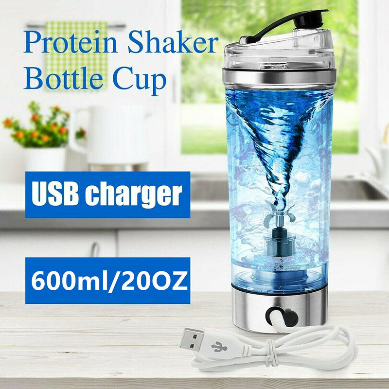 USB Rechargeable Electric Protein Shaker Bottle – Automatic Mixer for Protein, Milk & Coffee