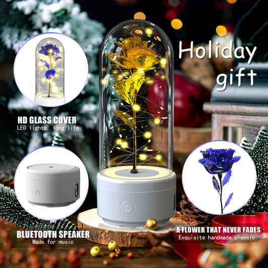 Eternal Rose LED Light & Bluetooth Speaker – Romantic Glass Dome Gift