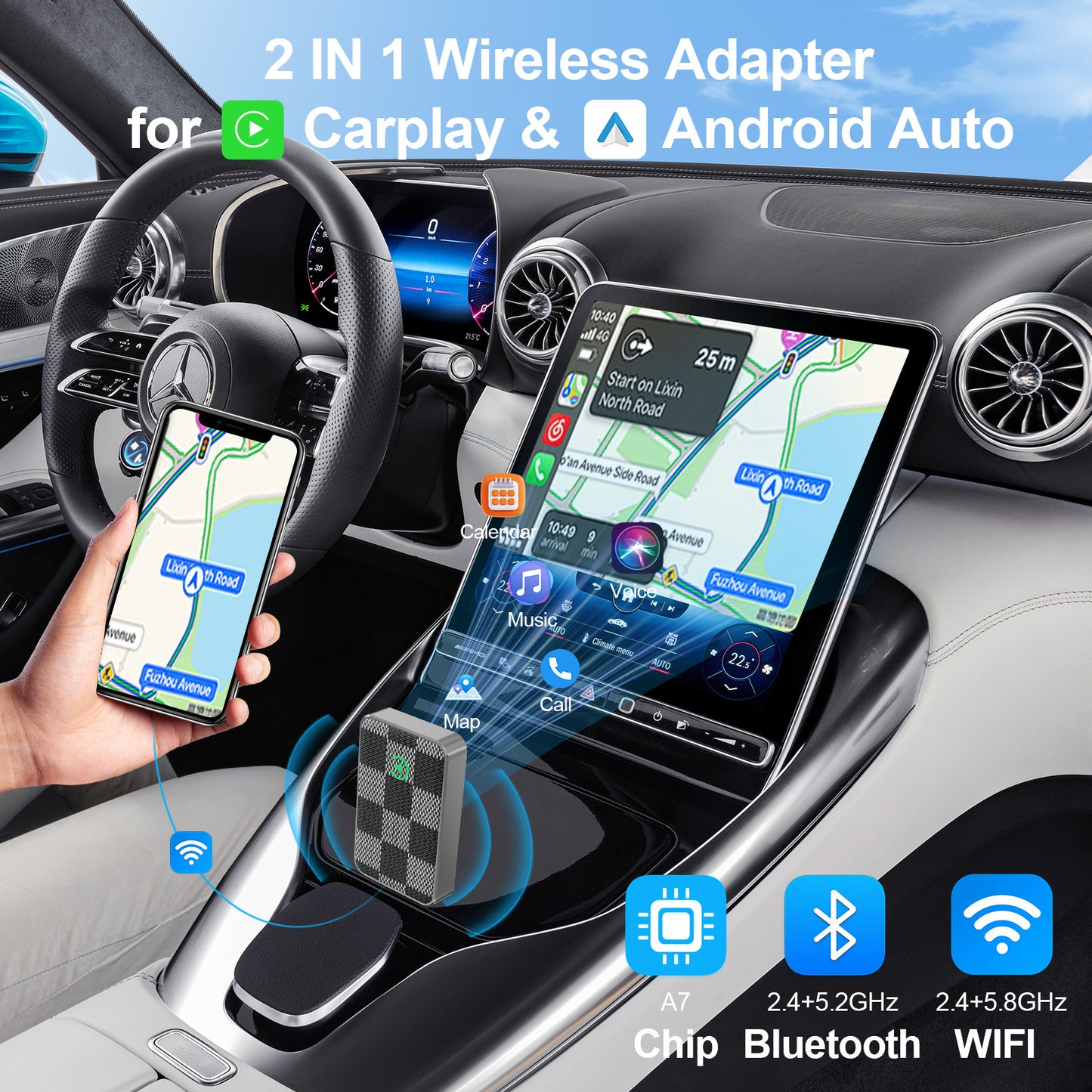 Smart Wireless Adapter – CarPlay & Android Auto Compatible