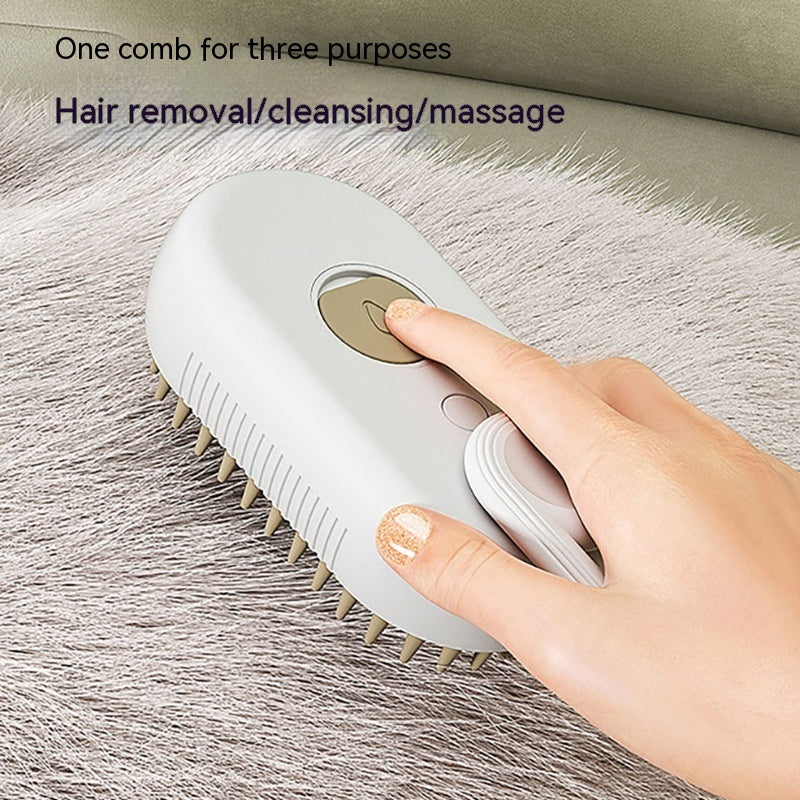 3‑in‑1 Electric Pet Grooming Brush – Steam Spray Hair Removal & Massage for Cats & Dogs
