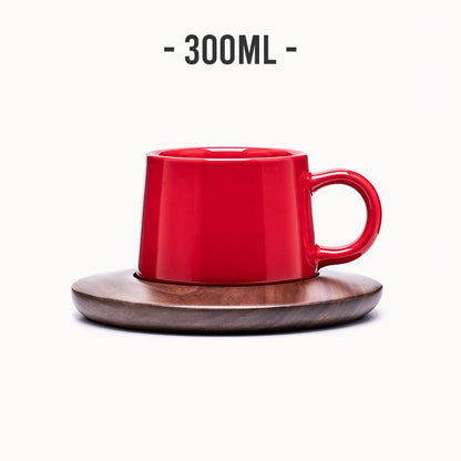Museum European Classic Red Ceramic Mug – Stylish Coffee & Tea Cup with Optional Coaster