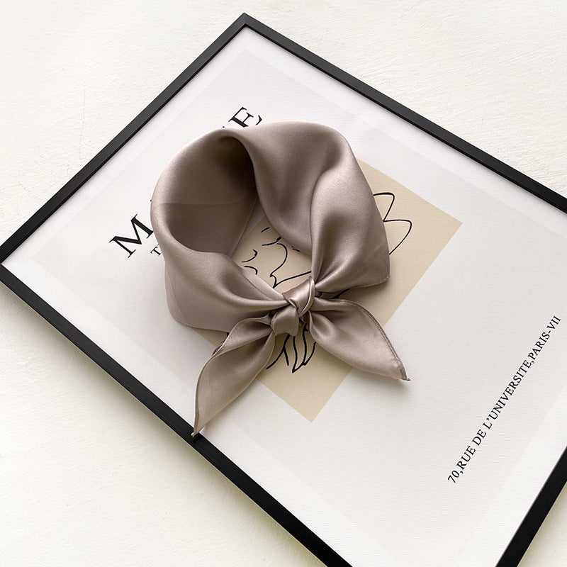 53cm Pure Color Silk Scarf – Elegant Lightweight Accessory
