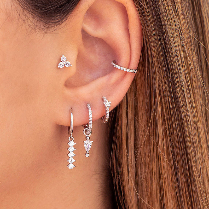 Light Luxury Teardrop Ear Cuff Earrings – Zircon Water Drop Design