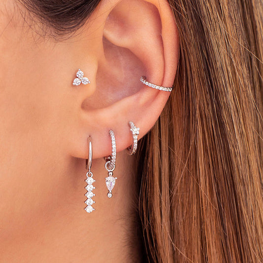 Light Luxury Teardrop Ear Cuff Earrings – Zircon Water Drop Design