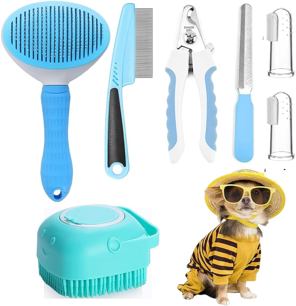 Complete 7-Piece Pet Grooming Kit – Self-Cleaning Brush & Professional Home Care Tools