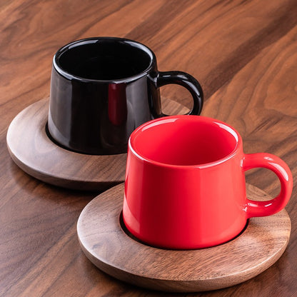 Museum European Classic Red Ceramic Mug – Stylish Coffee & Tea Cup with Optional Coaster