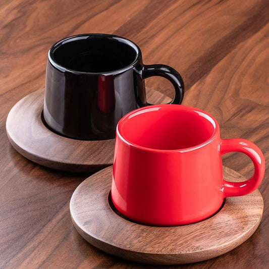 Museum European Classic Red Ceramic Mug – Stylish Coffee & Tea Cup with Optional Coaster
