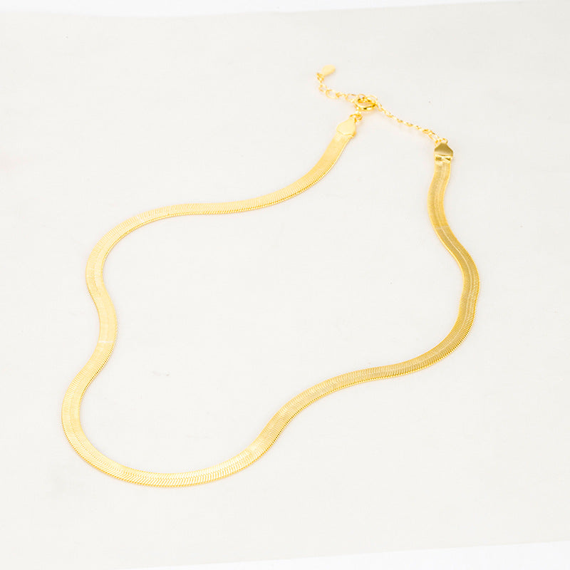 Sterling Silver Serpentine Necklace – French Blade Clavicle Chain
