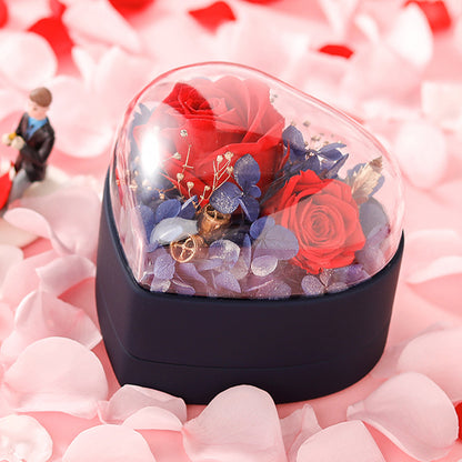Heart-Shaped Eternal Rose Jewelry Gift Box – Romantic Preserved Flower Surprise