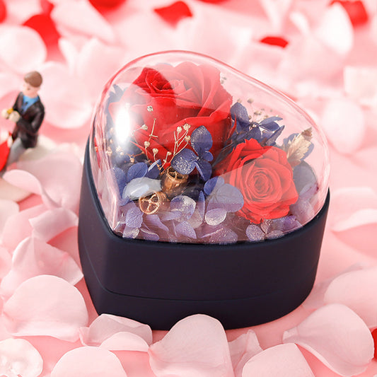 Heart-Shaped Eternal Rose Jewelry Gift Box – Romantic Preserved Flower Surprise