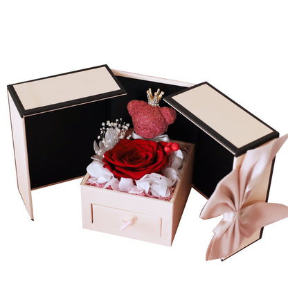 Eternal Rose Bear Jewelry Gift Box – Double Door Luxury Keepsake for Mother’s Day