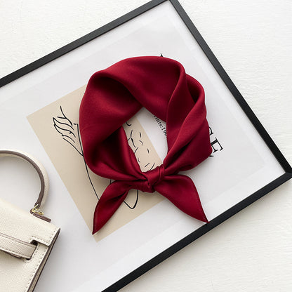 53cm Pure Color Silk Scarf – Elegant Lightweight Accessory