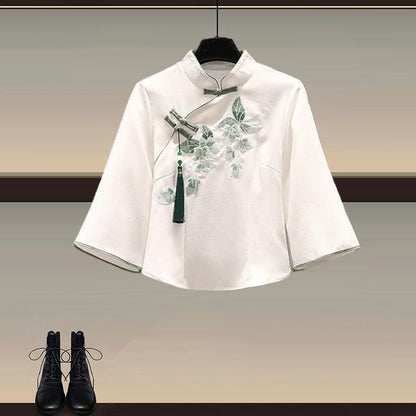 Elegant New Chinese-Style Hanfu Two-Piece Set with Horse-Face Skirt (M–4XL)
