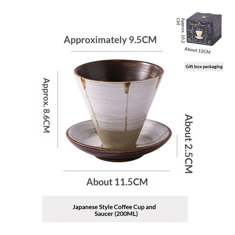 Japanese Ceramic Coffee Cup & Saucer – Unique Niche Mug Set, Perfect Gift