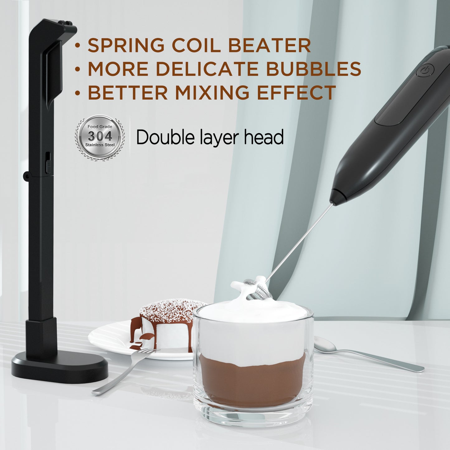 Premium Wireless Milk Frother with Charging Stand – Barista Coffee Foam Maker