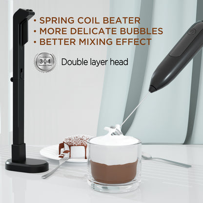Premium Wireless Milk Frother with Charging Stand – Barista Coffee Foam Maker