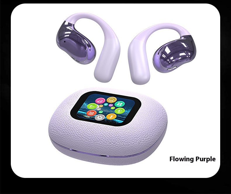 Wireless Bluetooth Headset – Open Leather Texture, Black & White, TWS