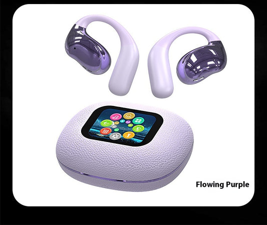 Wireless Bluetooth Headset – Open Leather Texture, Black & White, TWS