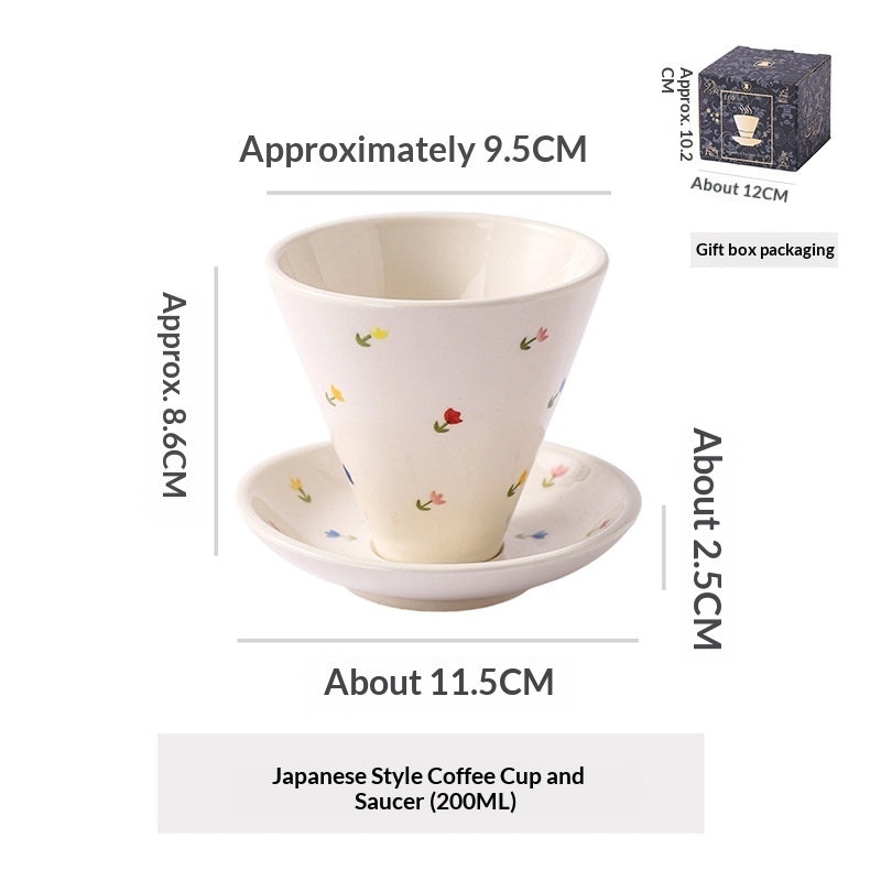 Japanese Ceramic Coffee Cup & Saucer – Unique Niche Mug Set, Perfect Gift
