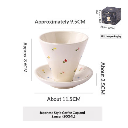 Japanese Ceramic Coffee Cup & Saucer – Unique Niche Mug Set, Perfect Gift