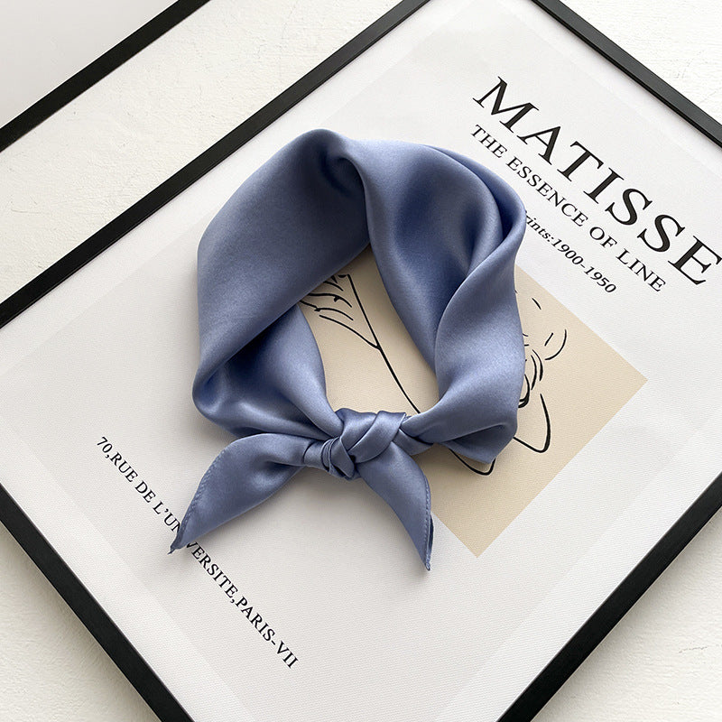53cm Pure Color Silk Scarf – Elegant Lightweight Accessory