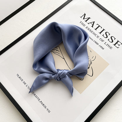 53cm Pure Color Silk Scarf – Elegant Lightweight Accessory