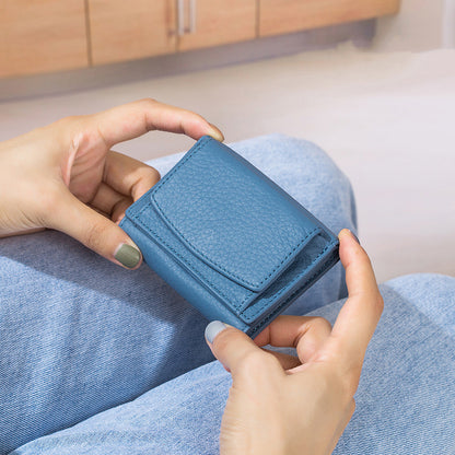Luxury Japanese Minimalist Leather Mini Wallet for Women – Elegant & Compact