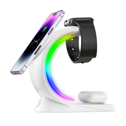 4-in-1 Magnetic Wireless Charger – Fast Charging for iPhone, AirPods Pro & Apple Watch with Ambient Light