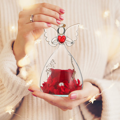 Angel Immortal Rose in Glass Dome – Timeless Floral Decoration