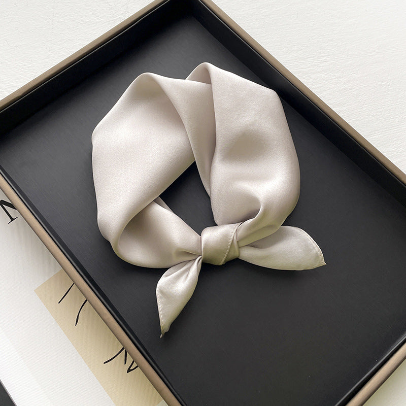 53cm Pure Color Silk Scarf – Elegant Lightweight Accessory