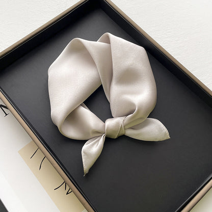 53cm Pure Color Silk Scarf – Elegant Lightweight Accessory