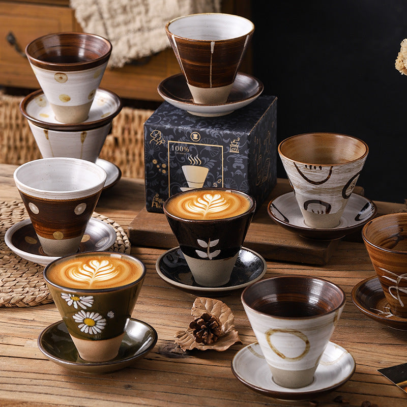 Japanese Ceramic Coffee Cup & Saucer – Unique Niche Mug Set, Perfect Gift