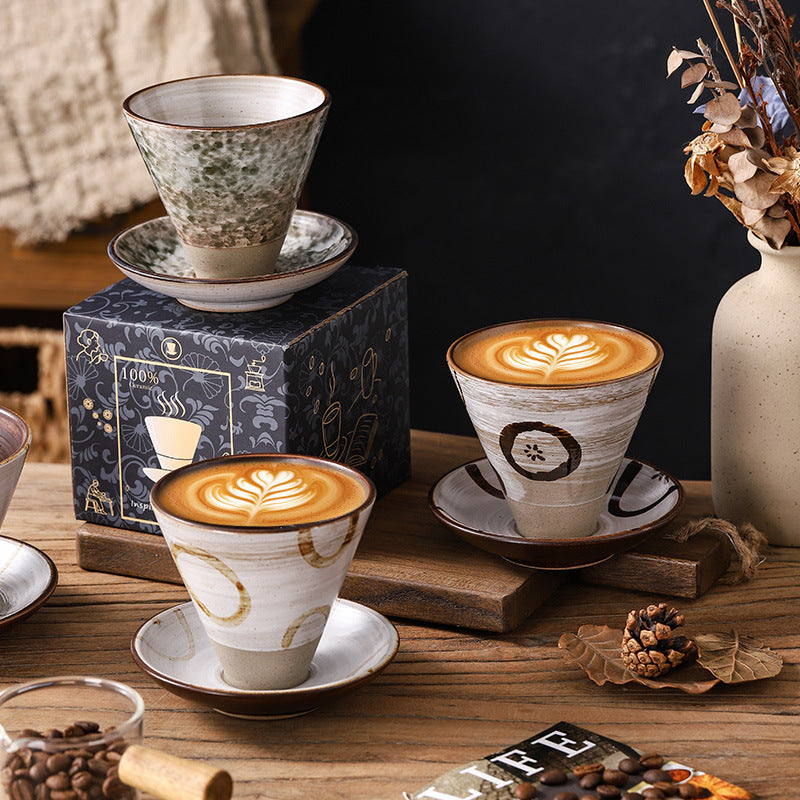 Japanese Ceramic Coffee Cup & Saucer – Unique Niche Mug Set, Perfect Gift
