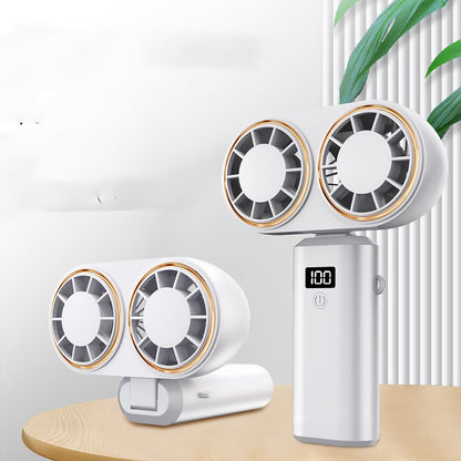 USB Rechargeable Foldable Neck Fan | Portable Handheld Mini Fan 5-Speed With LED Display