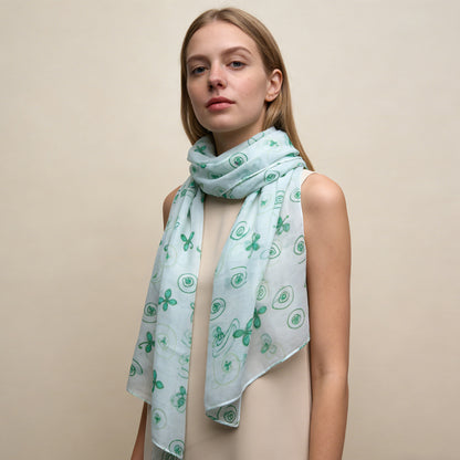Lightweight Sheer White Scarf – Soft Long Printed Scarf for Women & Men