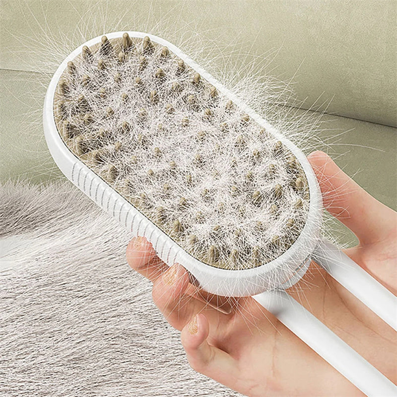 3‑in‑1 Electric Pet Grooming Brush – Steam Spray Hair Removal & Massage for Cats & Dogs