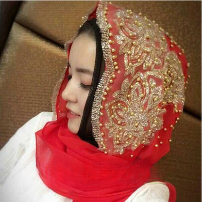 Elegant Cashmere Pearl Veil Scarf – Women’s Lightweight Summer Shawl