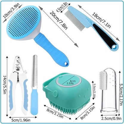 Complete 7-Piece Pet Grooming Kit – Self-Cleaning Brush & Professional Home Care Tools